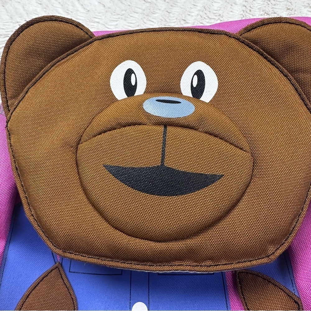 LL Bean Teddy Bear Backpack pink & blue, super cute! kids, zipper pockets - Picture 3 of 9
